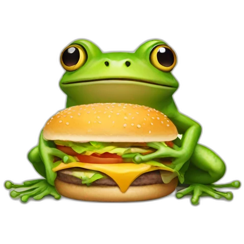 frog eating a burger emoji