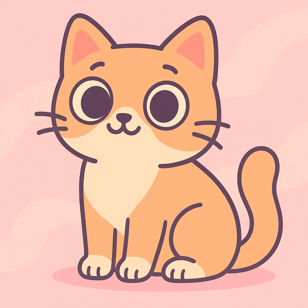 a cute cat with big eyes, soft pastel colors emoji