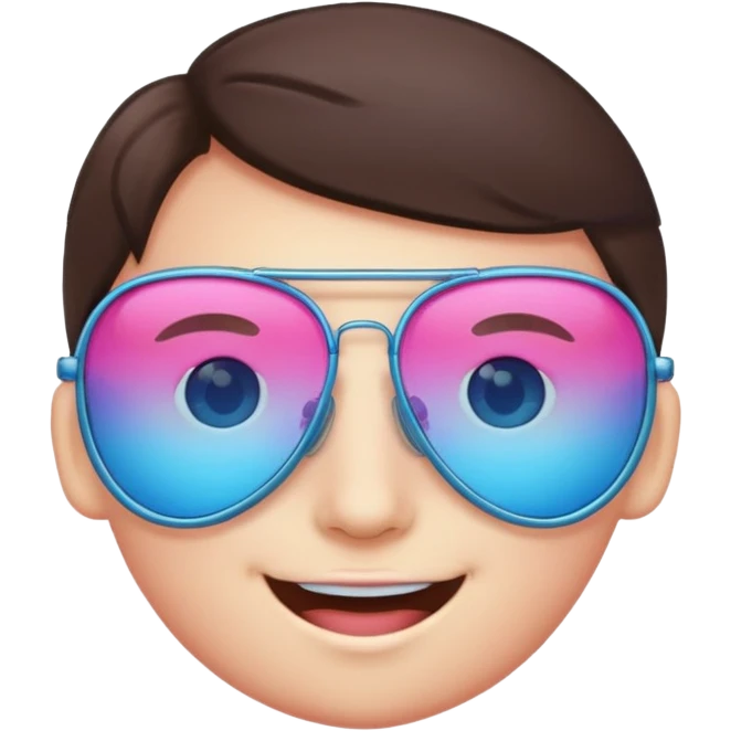 smiling face with aviator glasses with gradient pink to blue lenses emoji