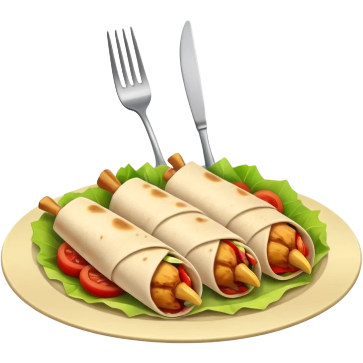 fork with a chicken wrap on its tines emoji