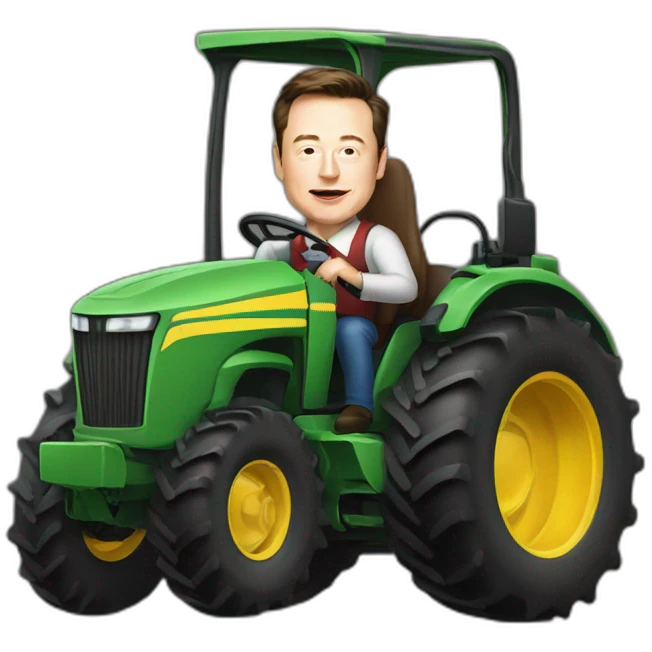 elon musk driving a tractor emoji