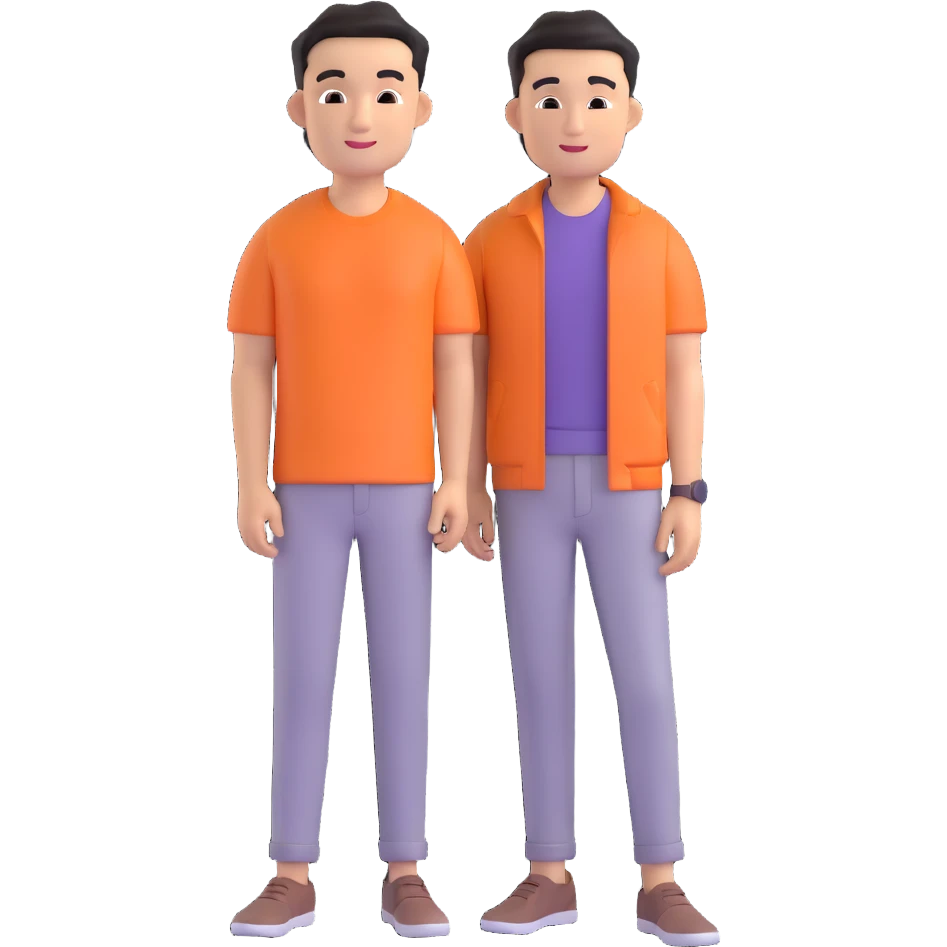 modern Thai man, half body, casual hairstyle, modern clothing, friendly expression emoji