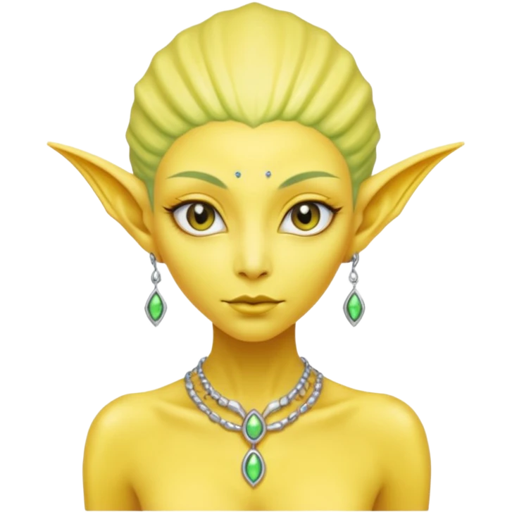  lady alien with yellow skin, Half body. emoji
