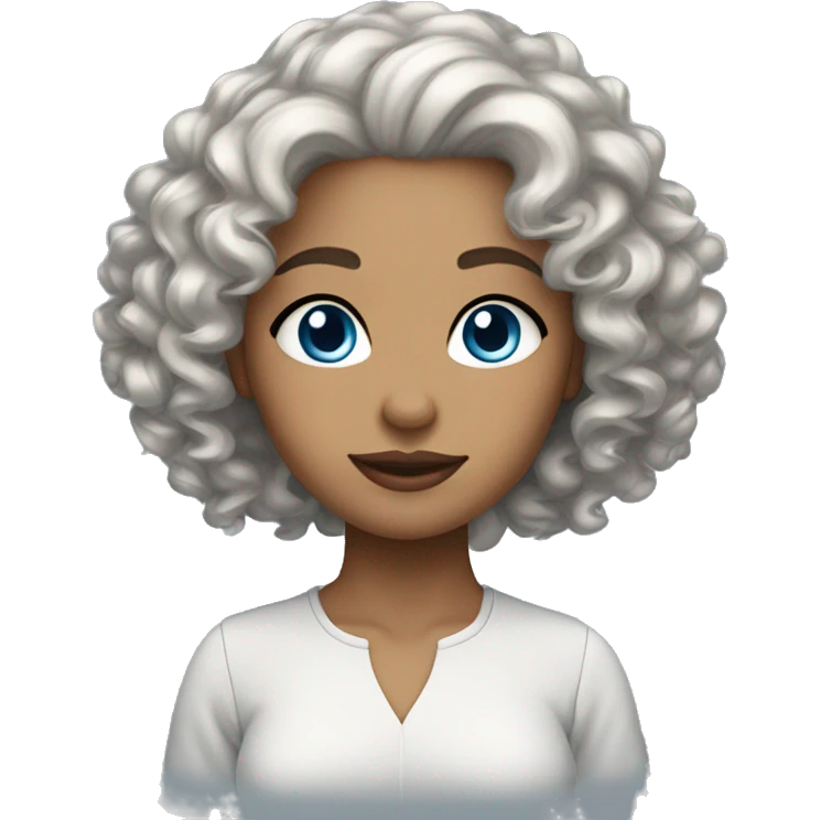 woman light skin tone silver curly hair blue eyes emoji
