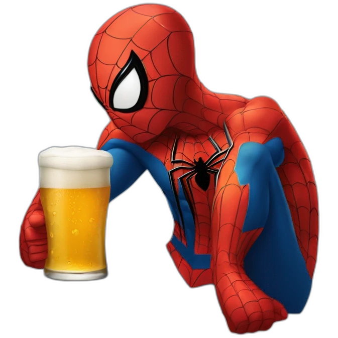 Spider man qui boit un bière emoji