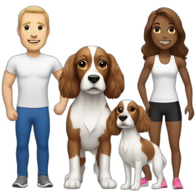 Sprinter spaniel with white man and woman emoji