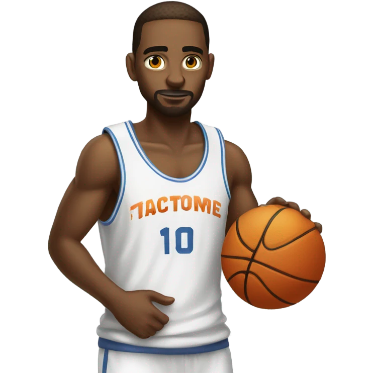 cool guy in white shirt playing basketball emoji