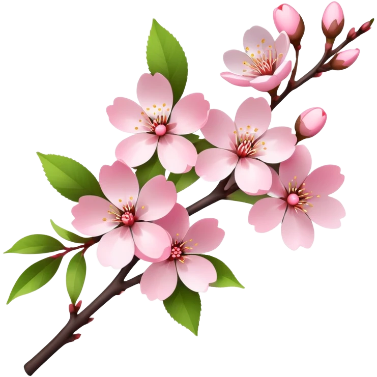 Delicate cherry blossom branch with pink flowers emoji