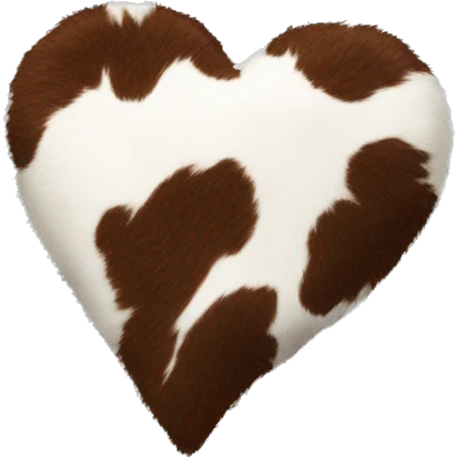 Cowhide fuzzy heart with white ribbon around it emoji