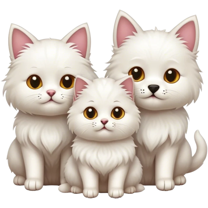 Two cats and a white dog emoji