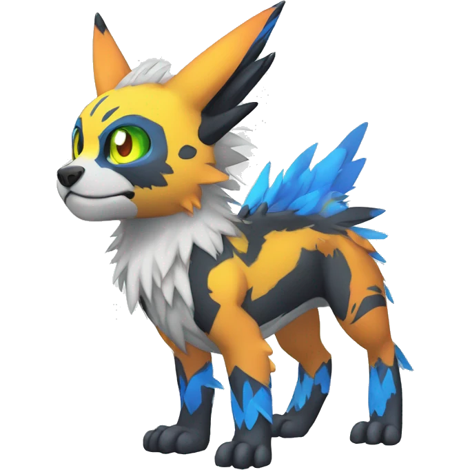cute cool edgy Digimon-Fakemon-animal with colorful markings full body emoji