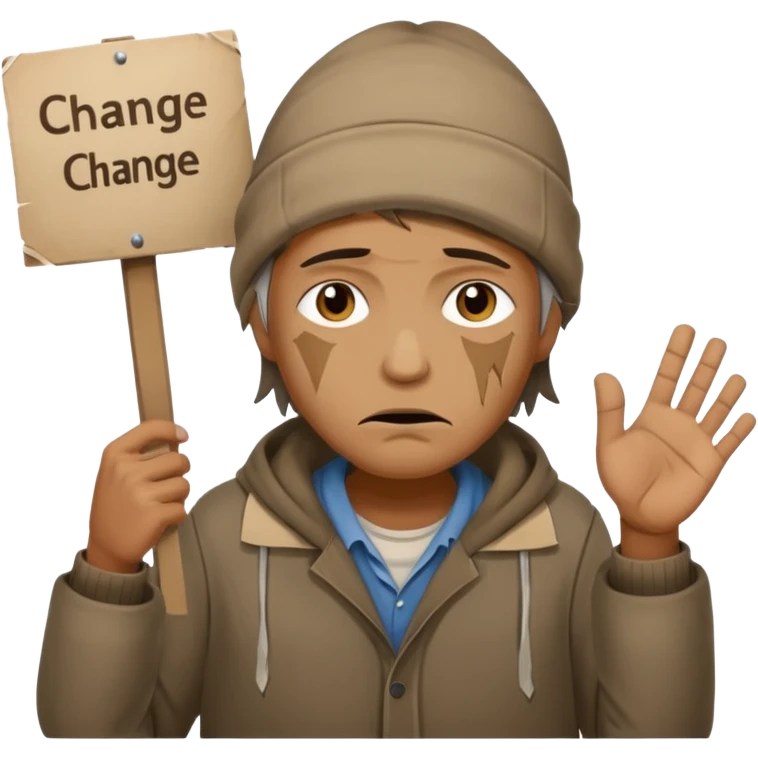 A homeless person asking for change ￼ emoji