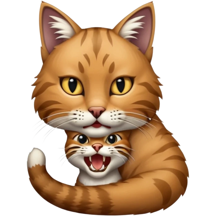 a cat biting the bobcats neck  emoji