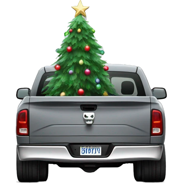 Gray dodge ram truck with Xmas tree emoji