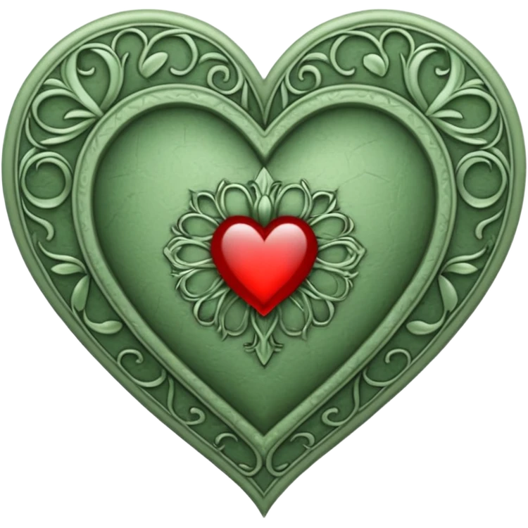 Can you make a sage green heart with a gothic design. In the middle of the heart there should be the letter I emoji