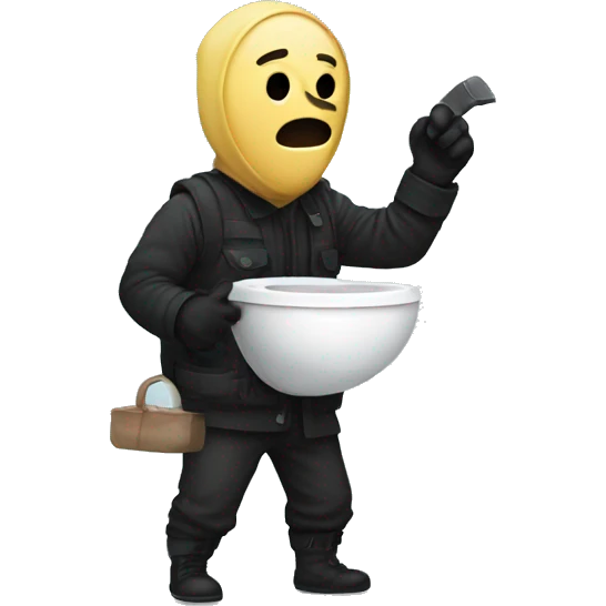 Robber holding toilet  emoji