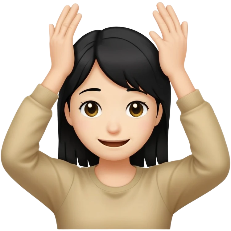 simple white smiley with black hair and one hand behind head, embarrassed expression emoji