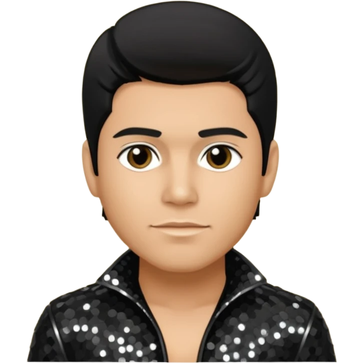 Erik-Michael Estrada from O-Town with light tan skin, black hair, black sequin outfit emoji