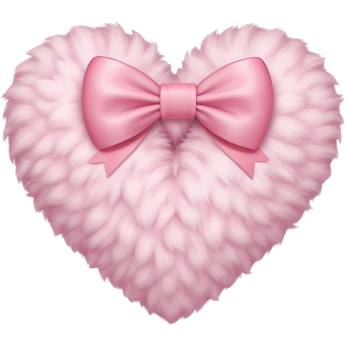 cute pastel pink fluffy heart with bow emoji