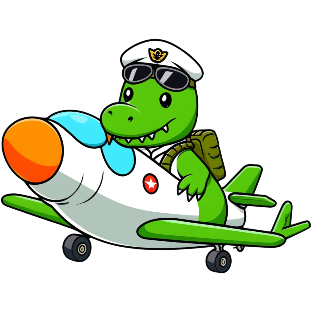 crocodile pilot dropping bombs from airplane emoji