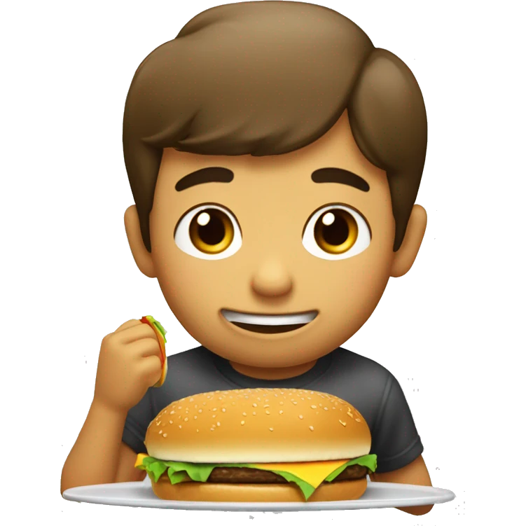 niño comiendo hamburguesa emoji