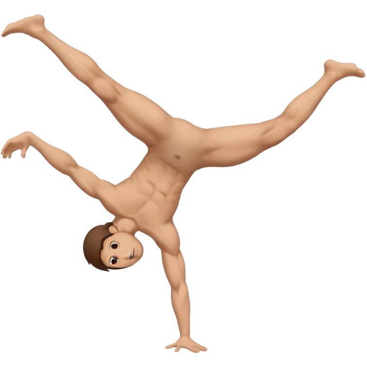 Fully body naked nude male with brown hair  cartwheel emoji