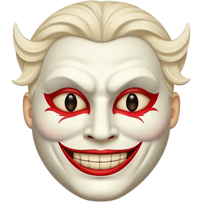 White male mask face theater blank evil smile emoji