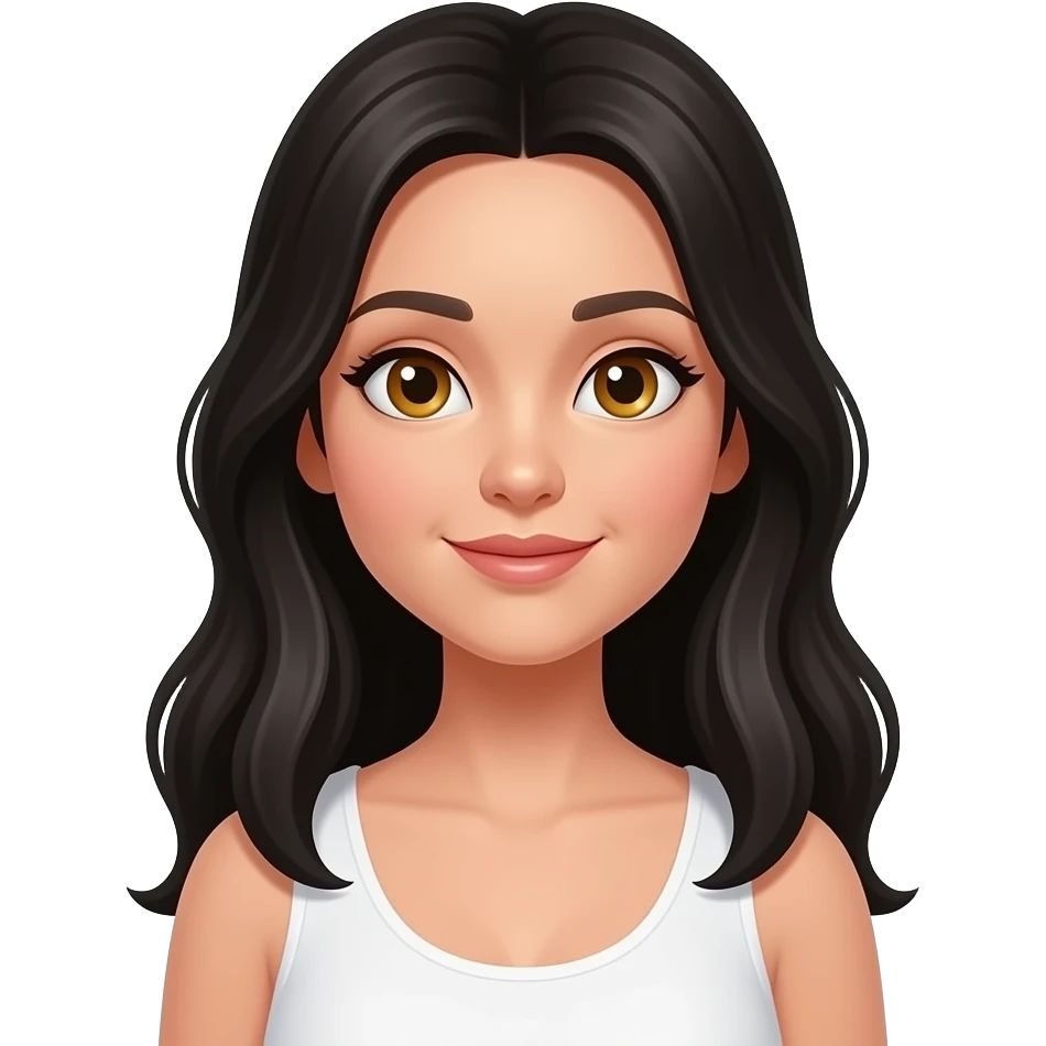 Mujer pelo largo negro ojos miel embarazada emoji