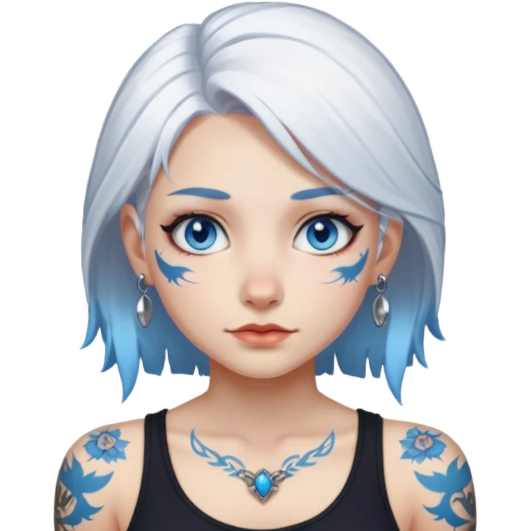 FoxGirl white hair with tattoos emoji