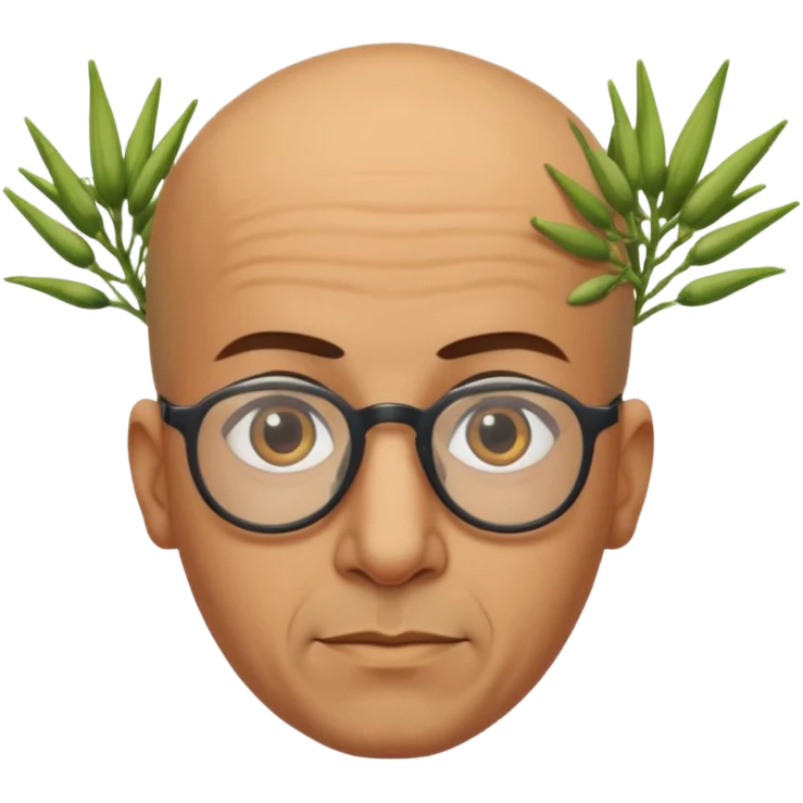 Bald moroccan man with one fennel on his head and glasses on and no turban  emoji
