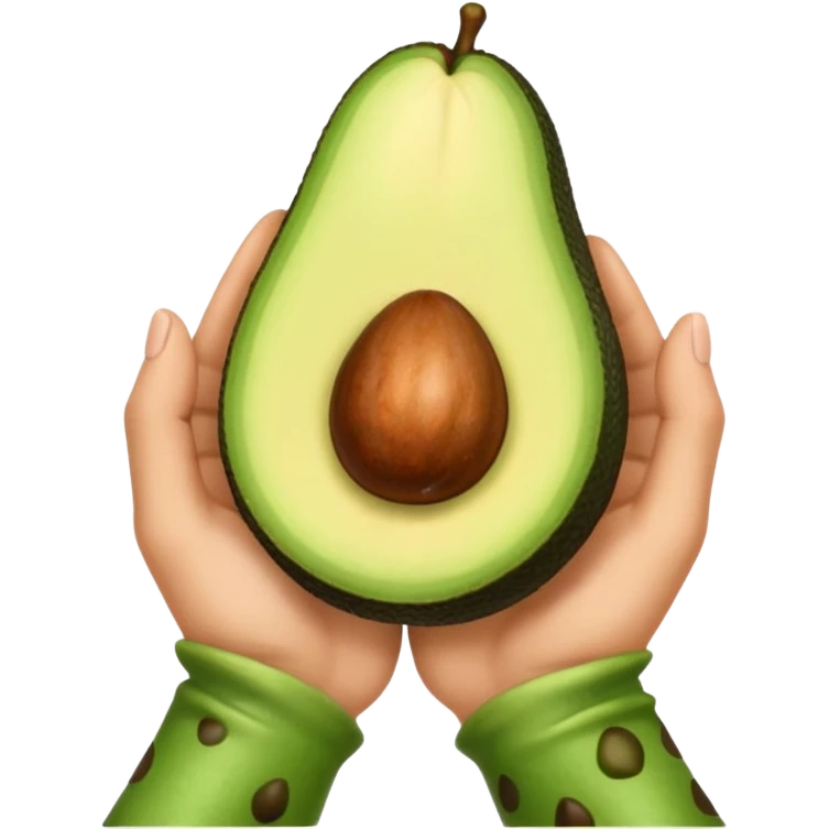 hands holding a small avocado emoji