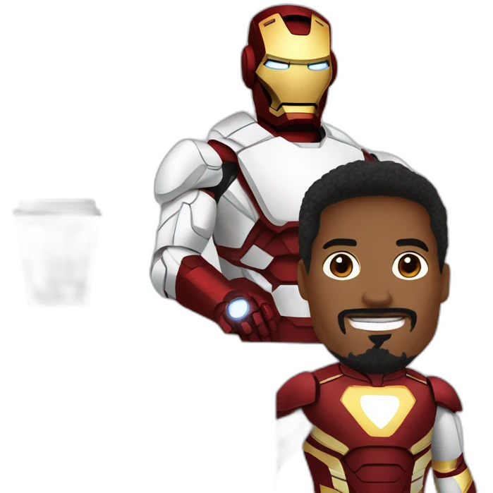 Iron man with Mickaël Jackson around a coffee emoji