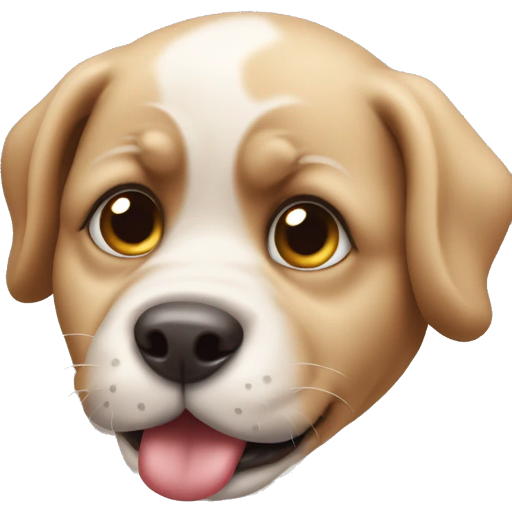A puppy-dog expression with a twisted lip emoji