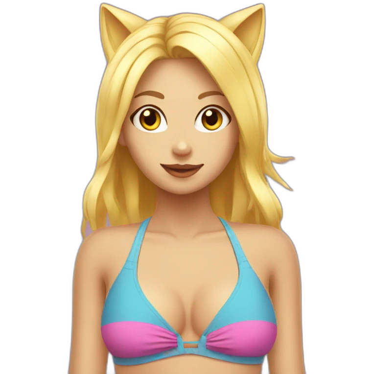 hot catgirl blonde swim suit emoji