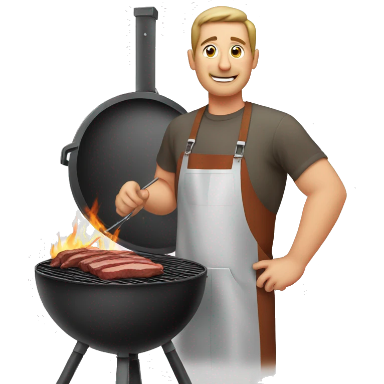dad grilling meat on a smoker  emoji