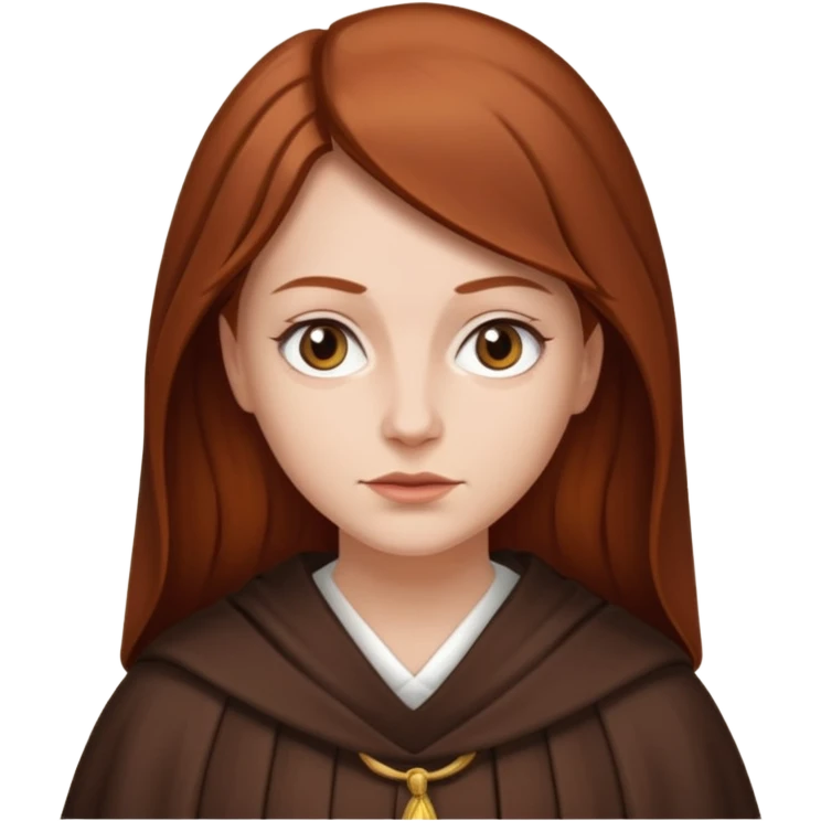 A white woman with brown/auburn hair robed like she's a Traitor in the tv show The Traitors emoji