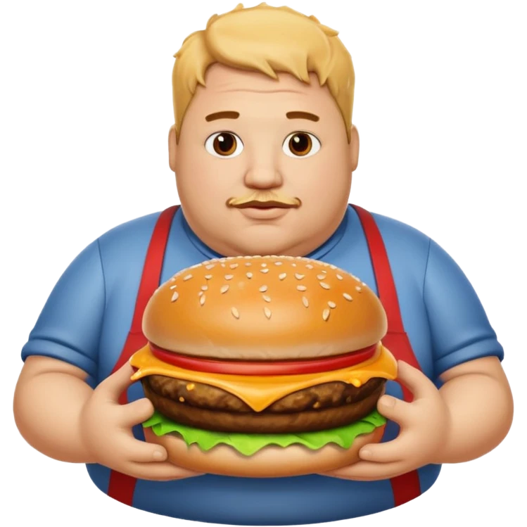 fat guy holding burger emoji