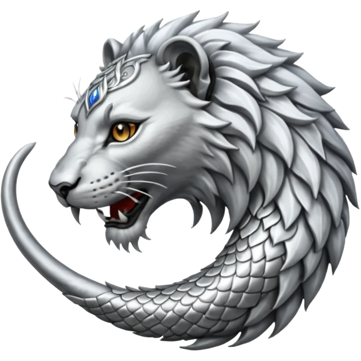 Silver Elder Scrolls Online Lion eating its tail Ouroboro emoji