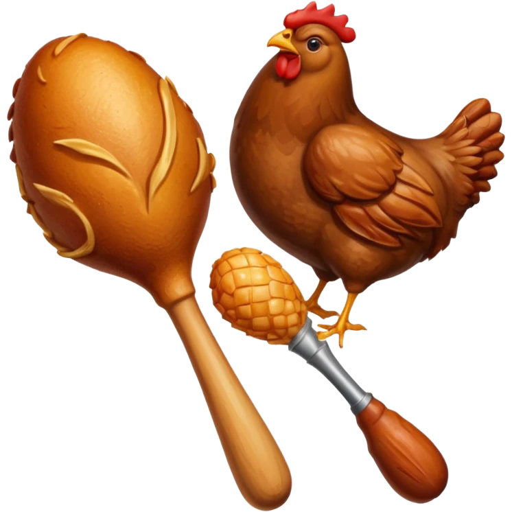 a steak shape beside a stylized chicken drumstick emoji