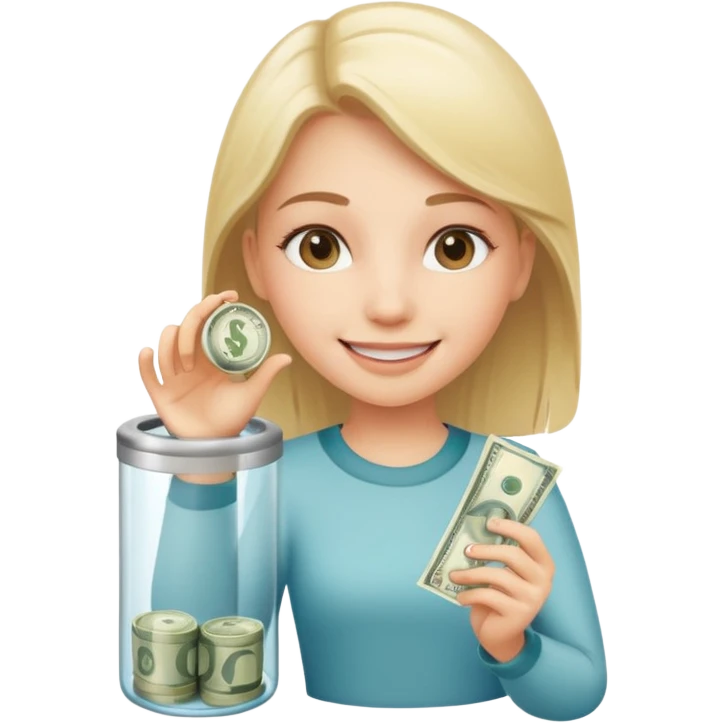girl enter money in tube emoji