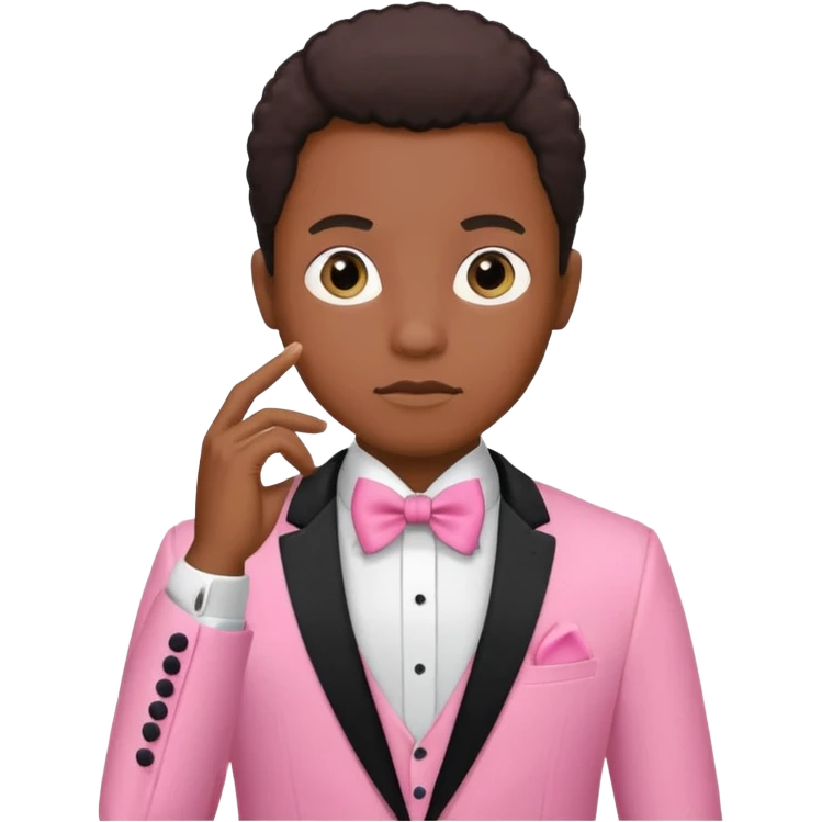 ambitious thinking about moneyemoji, black person, pink tuxedo emoji