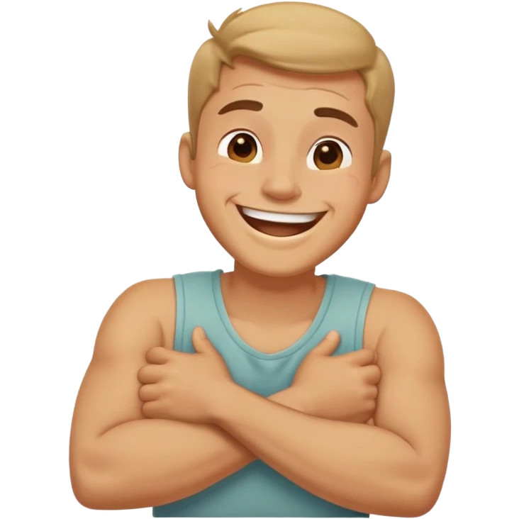 Arms crossed holding neck laughing guy emoji
