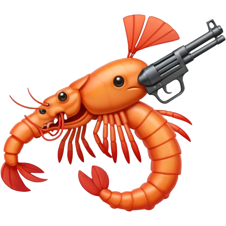 Angry shrimp with gun emoji