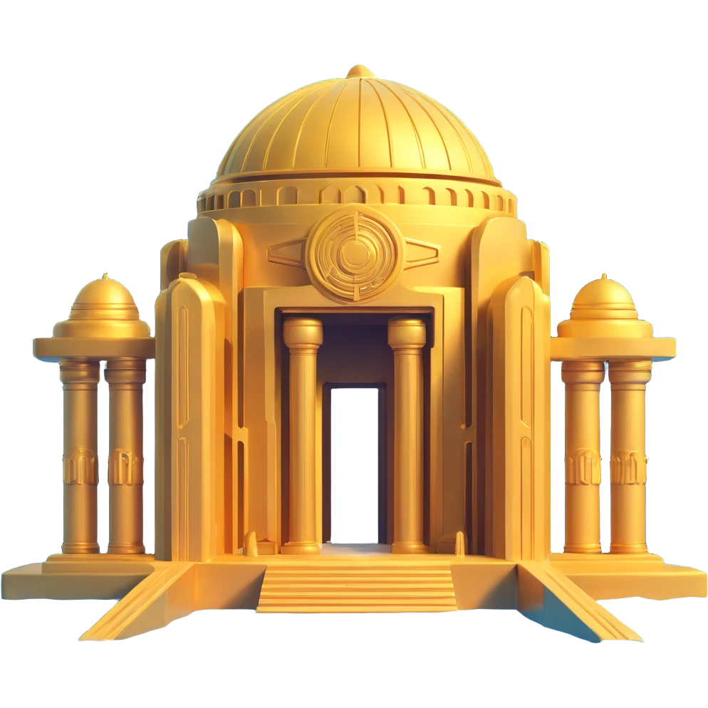 complete golden Anunnaki underwater base with visible domes and pillars, futuristic architecture emoji