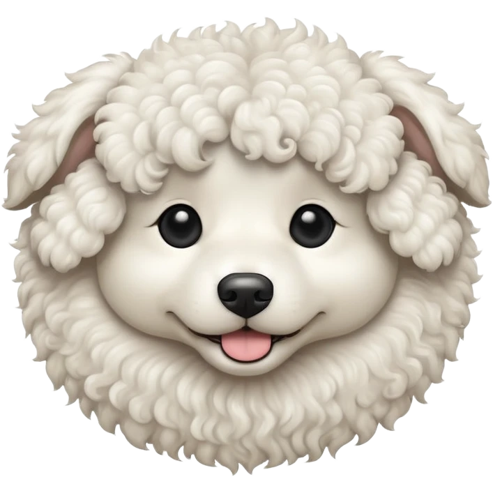white curly haired dog with black eyes  emoji