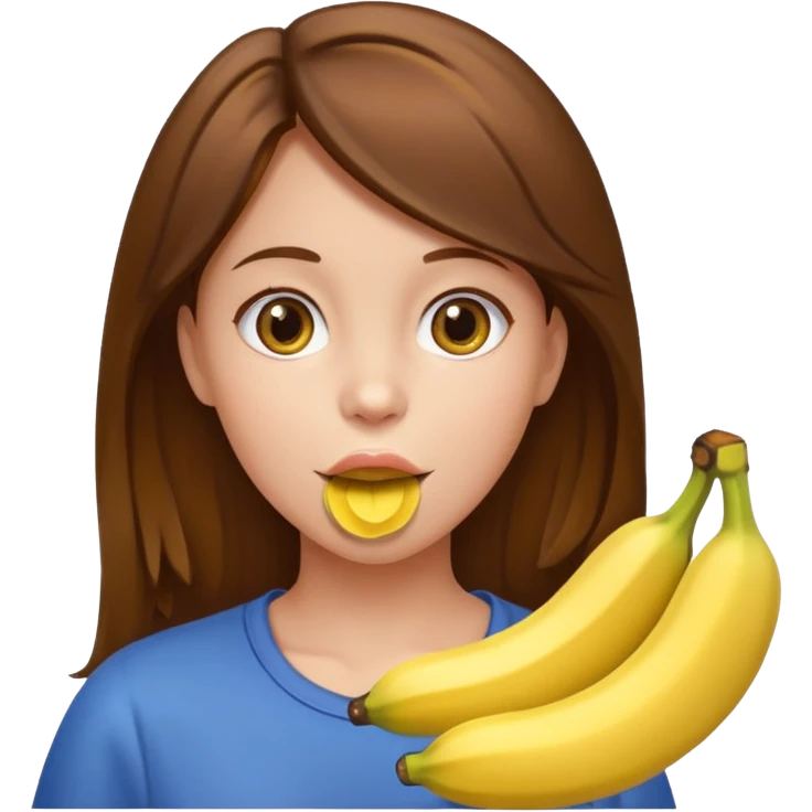 Brown hair Girl with banana in her mouth emoji