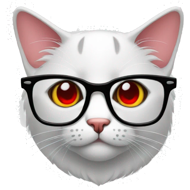 Cat with red eyes aud glasses emoji