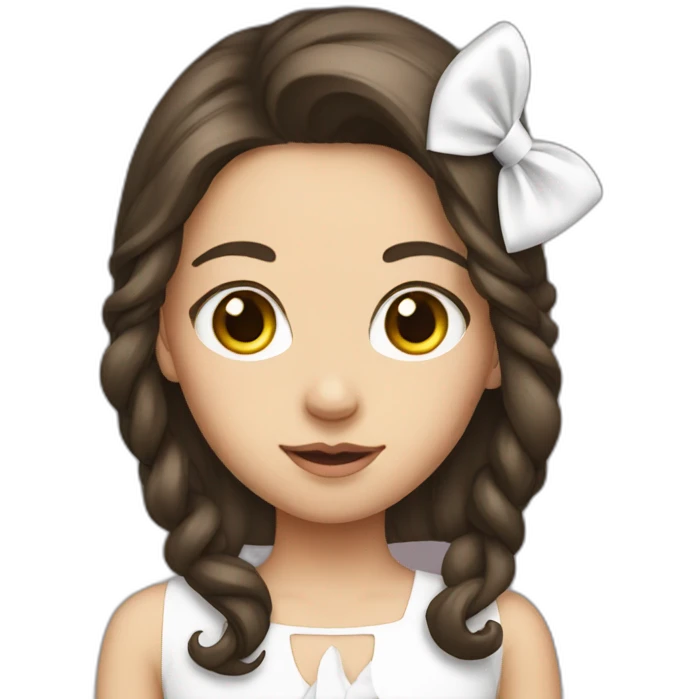 Brunette girl with white bow on her hair  emoji