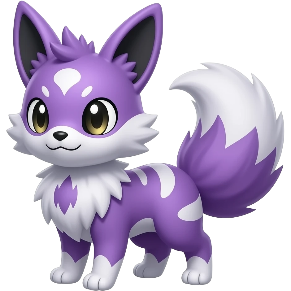 Realistic shiny Wisteria-colored Demonic Furret-Umbreon-Noibat-Litten-Zorua-Pokémon-Fakémon-hybrid emoji