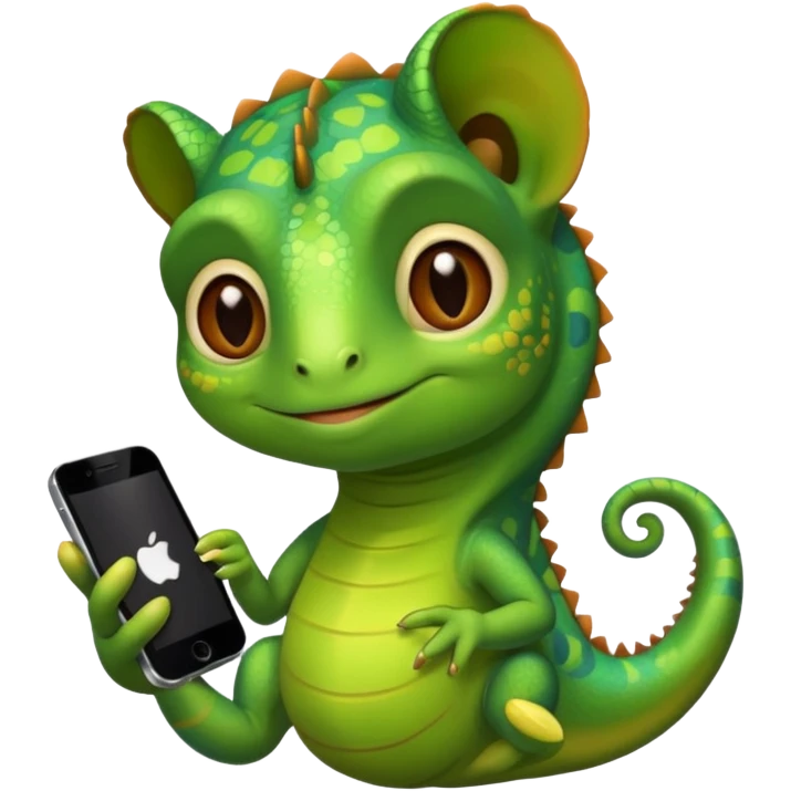 Chameleon using an iPhone emoji
